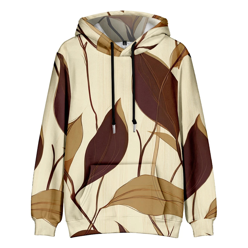 Polerón Capucha Mujer Estampado Sueco Floral Bolsillo Canguro