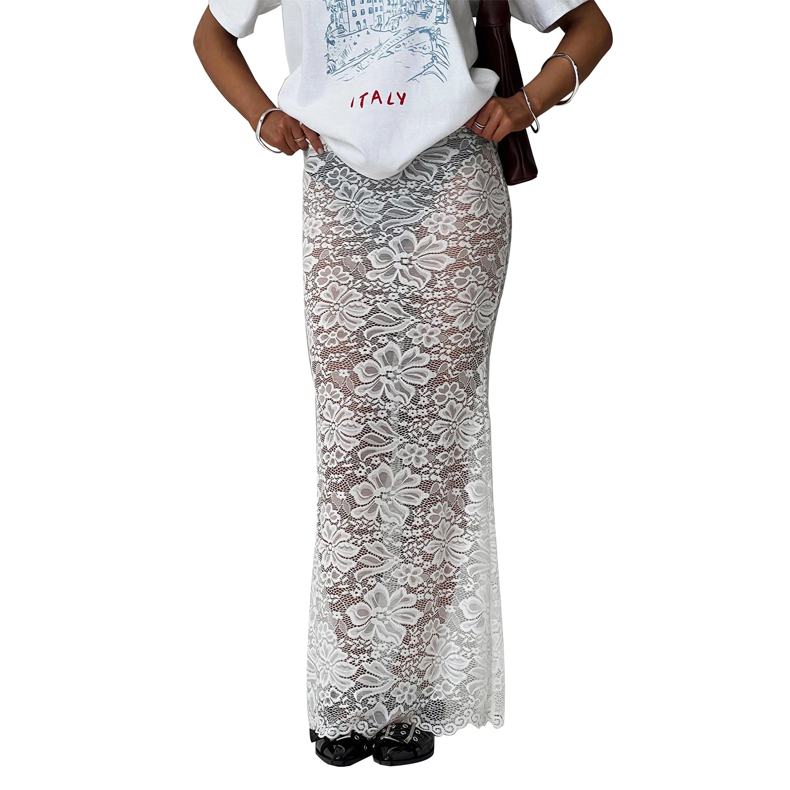 Falda Pareo Larga Encaje Mujer Playa