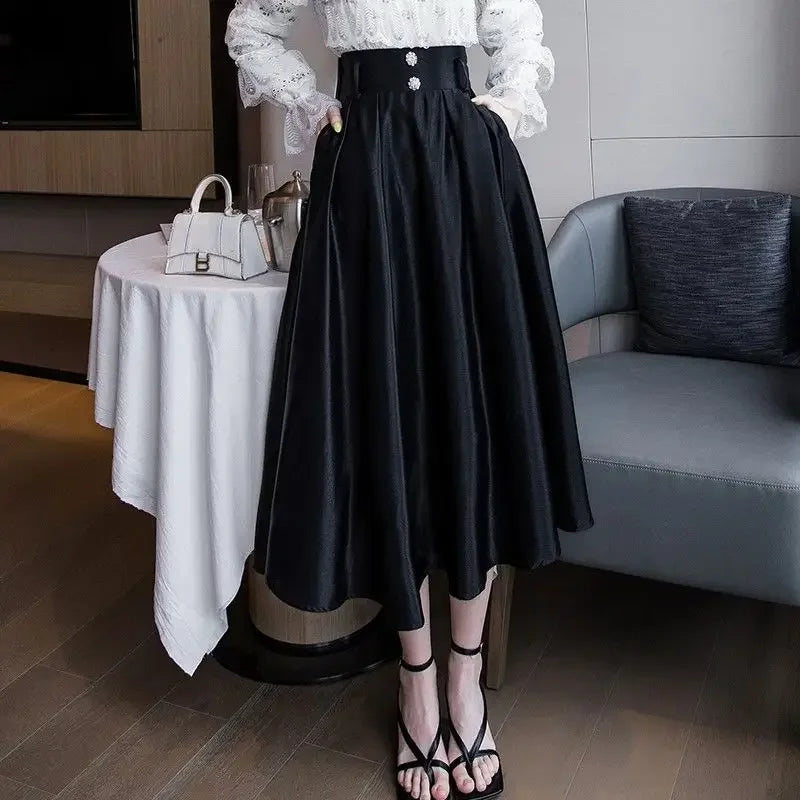 A-Line Maxi Skirt - Long Elegant Korean