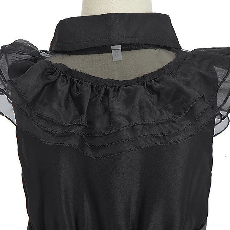 Vestido Princesa Niña Negro Volantes Halloween Fiesta Baile