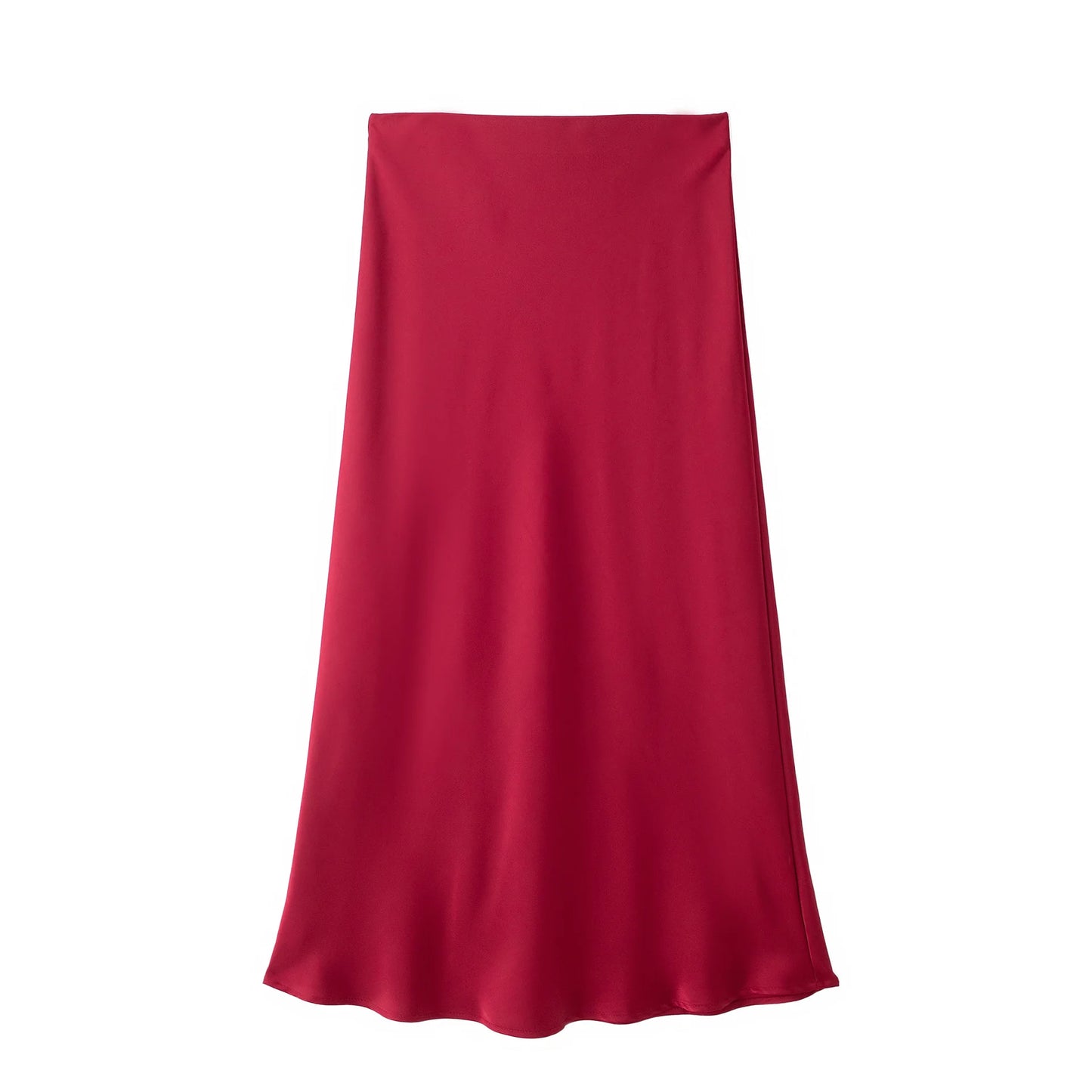 Satin Midi Skirt - High Waist