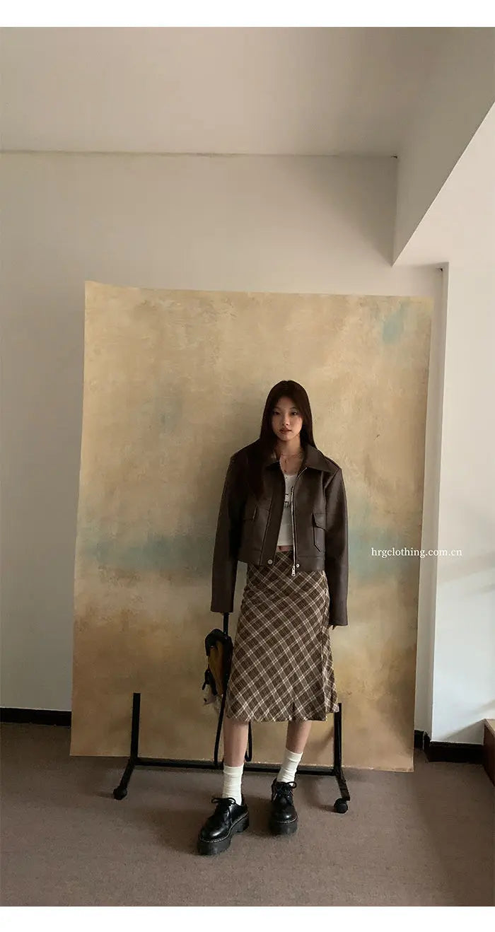 Falda Midi Cuadros Retro Y2K - Cintura Baja Estilo College