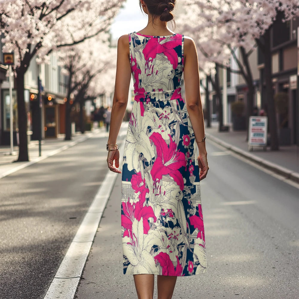 Vestido Floral Línea A Fresco Ceñido Sublime Francés