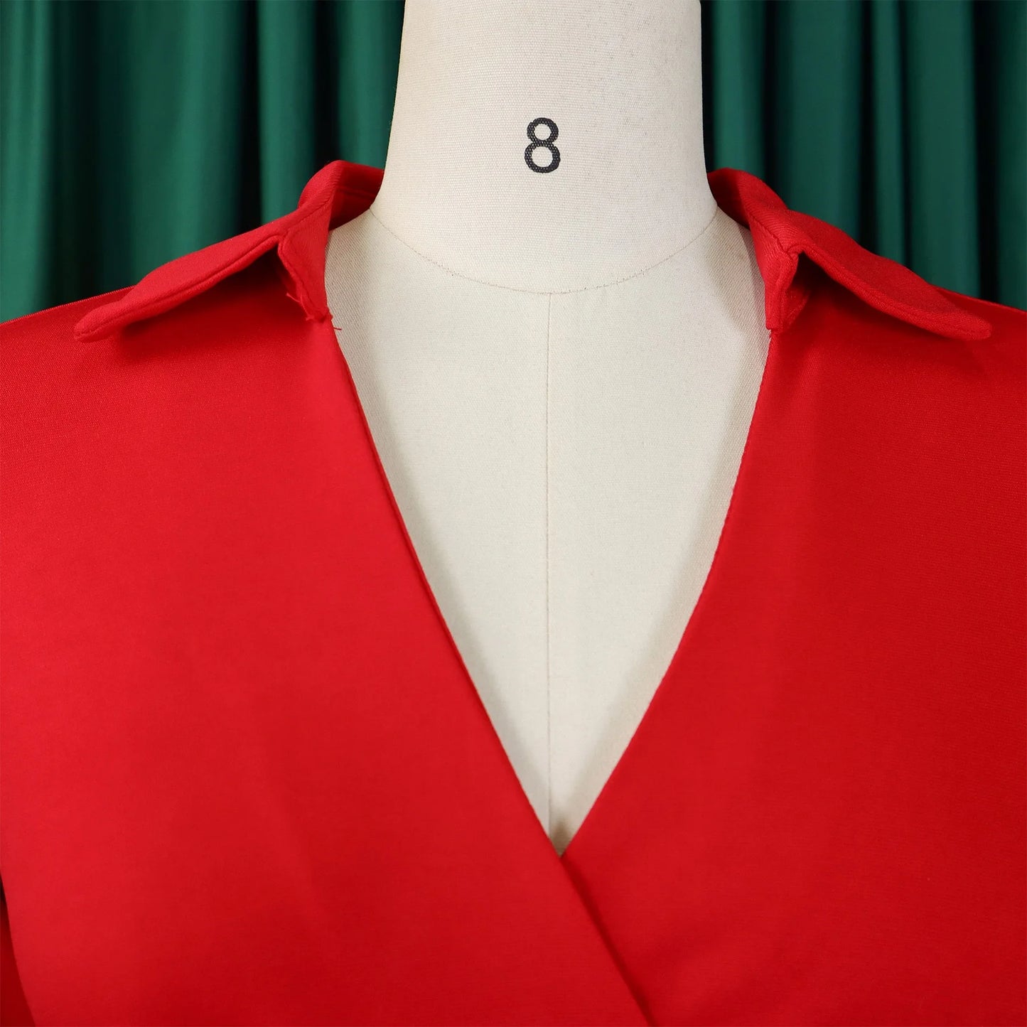 Office Dress - Turn Down Collar Belt Pleated African