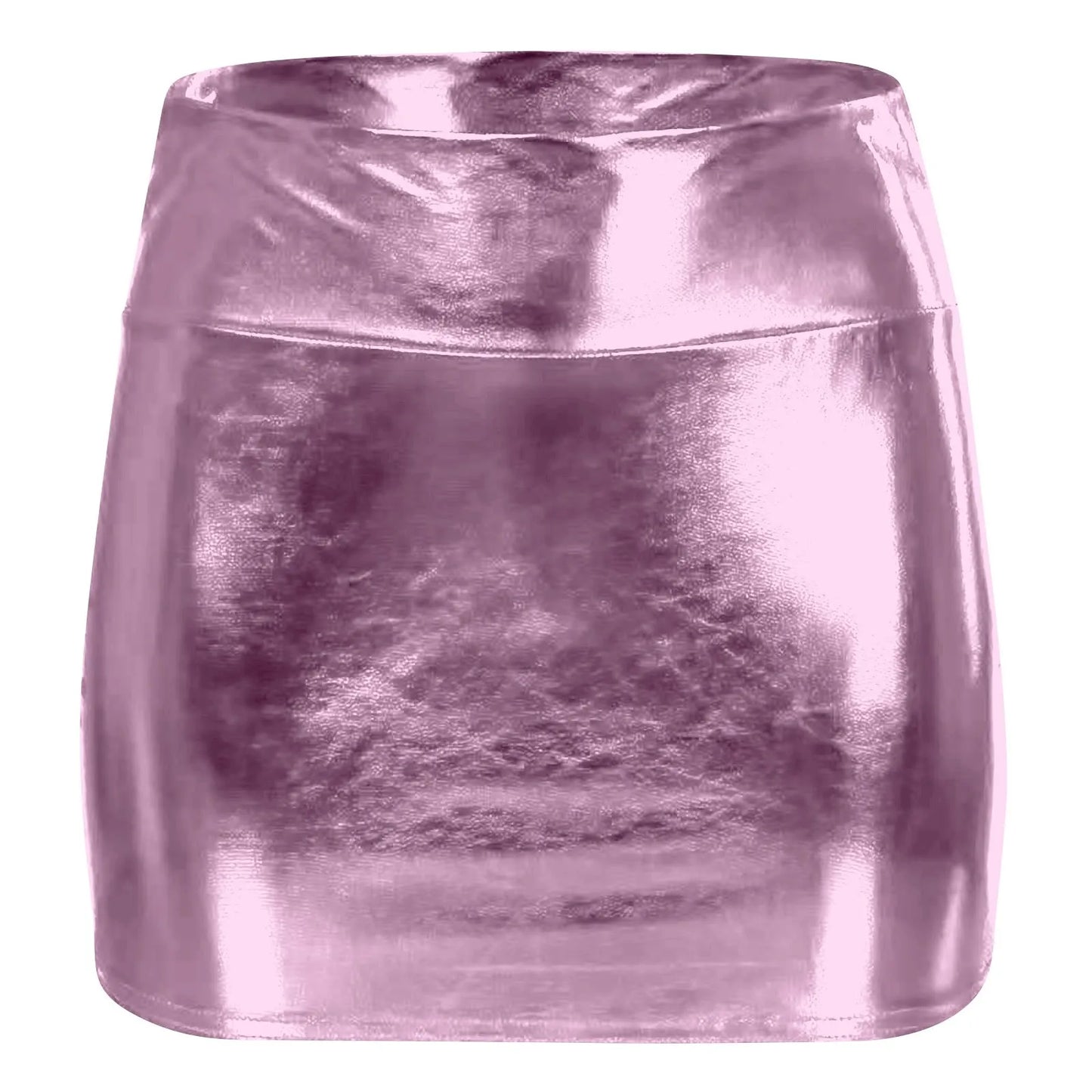 Minifalda Cuero Brillante Sólida - Cintura Alta Club Fiesta