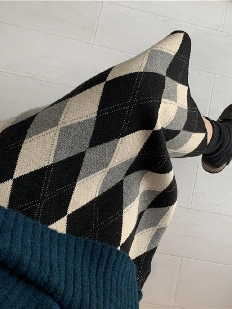 Falda Larga Lana Tejida - Ajustada Elegante Cálida