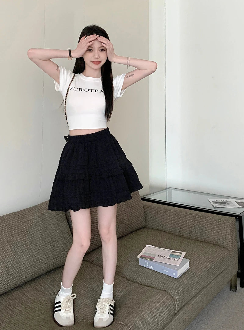 A-Line Mini Skirt - Preppy Street Style A