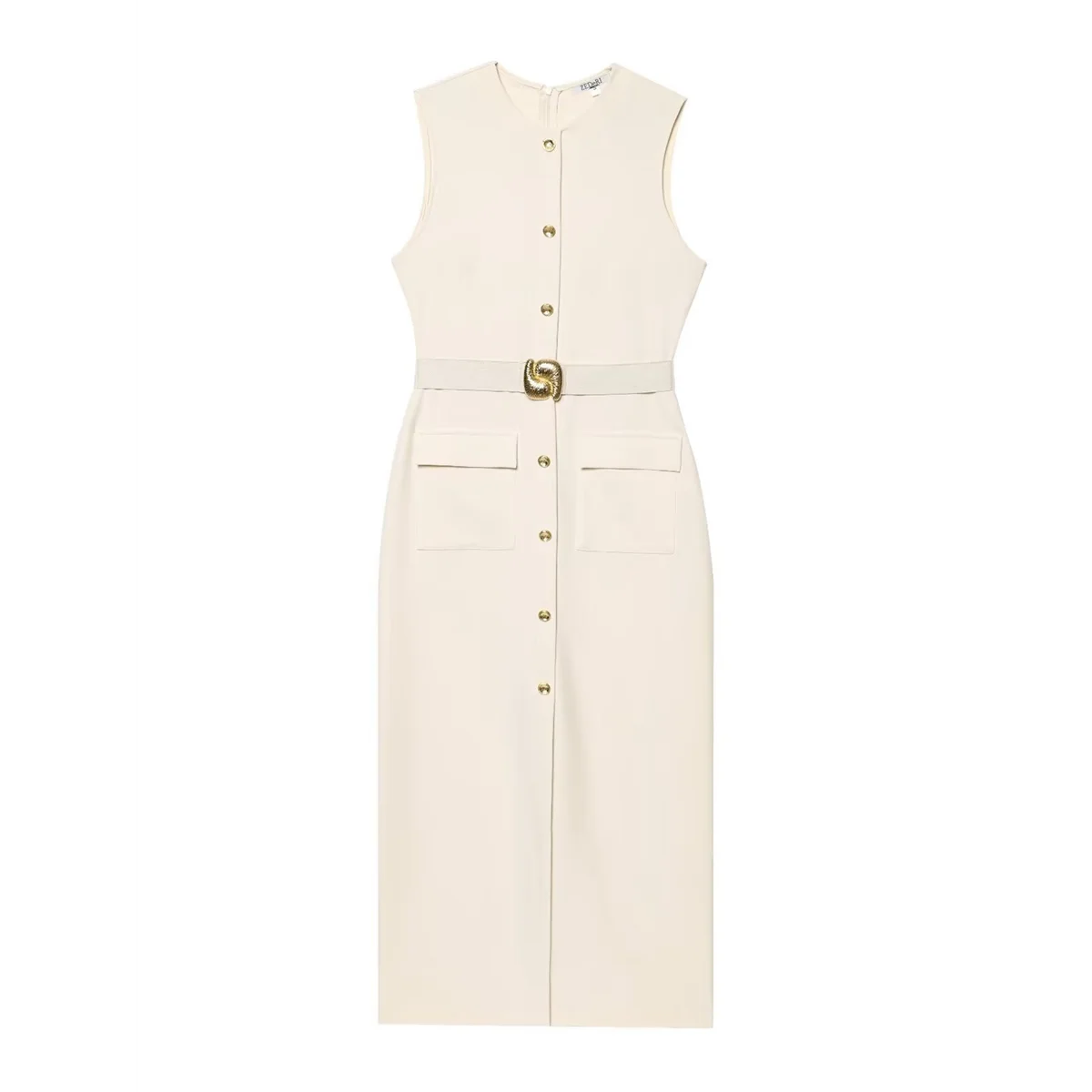 Work Dress - Sleeveless Button Down Belt 2025