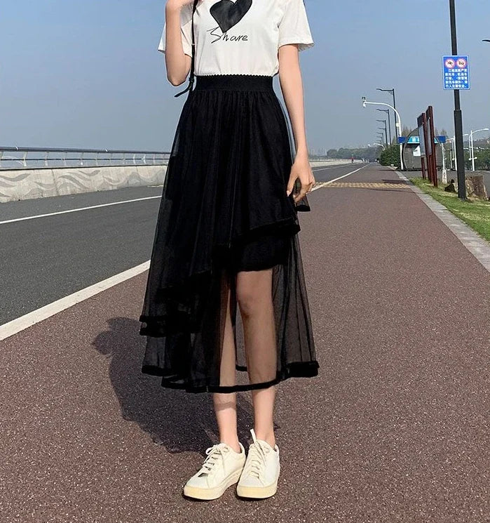 A-Line Maxi Skirt - Long Black Elegant