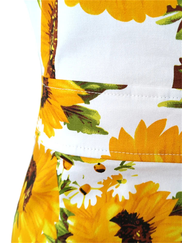 Office Dress - Bodycon Sunflower Vintage Pencil