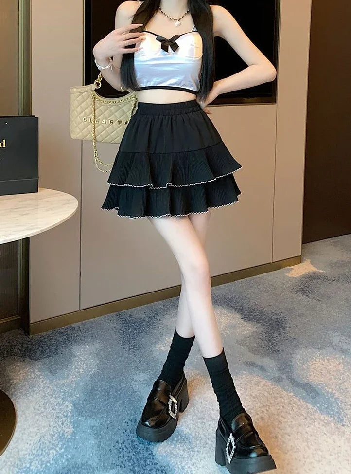 Minifalda Volantes Mujer Kawaii Chifón