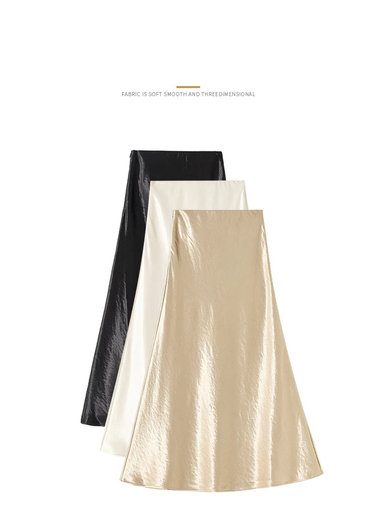 Satin Maxi Skirt - High Waist Trumpet