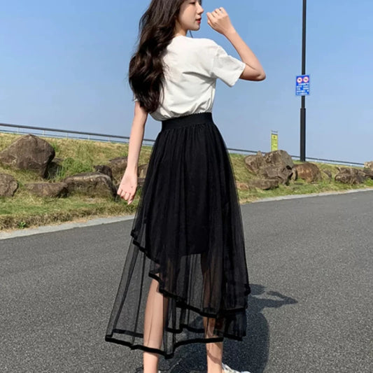 A-Line Maxi Skirt - Long Black Elegant