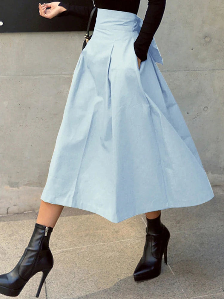 PU Leather Maxi Skirt - High Waist Zipper Style A