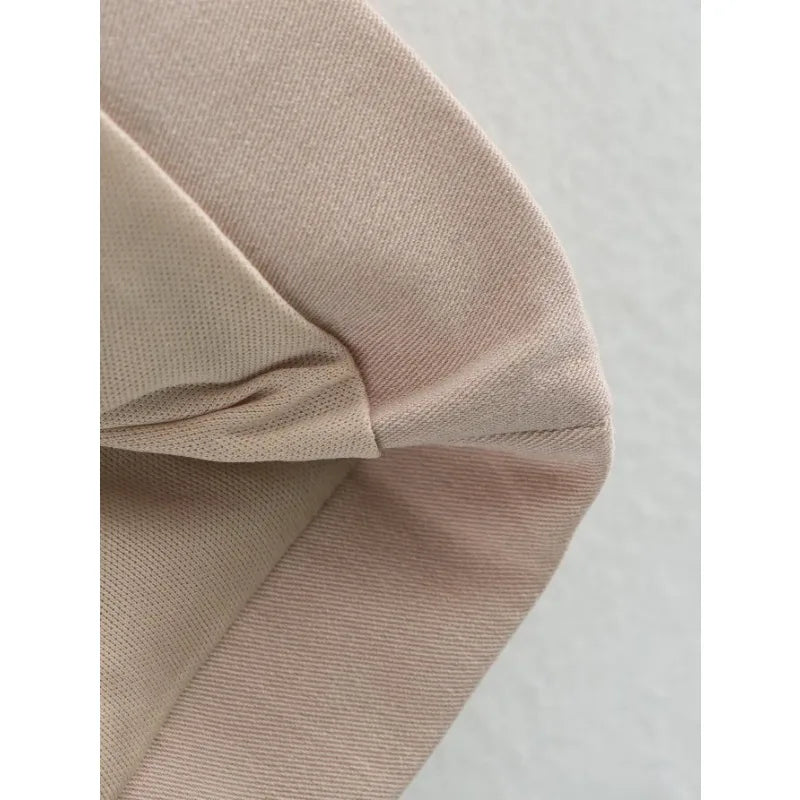 Midi Dress - Beige Contrast Sleeveless Belt 2025