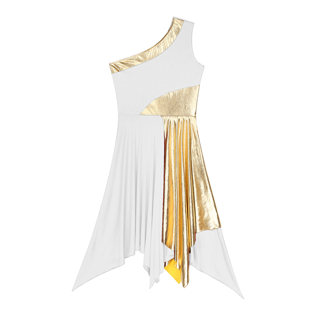 Vestido Danza Lírico Un Hombro Dobladillo Irregular Actuación