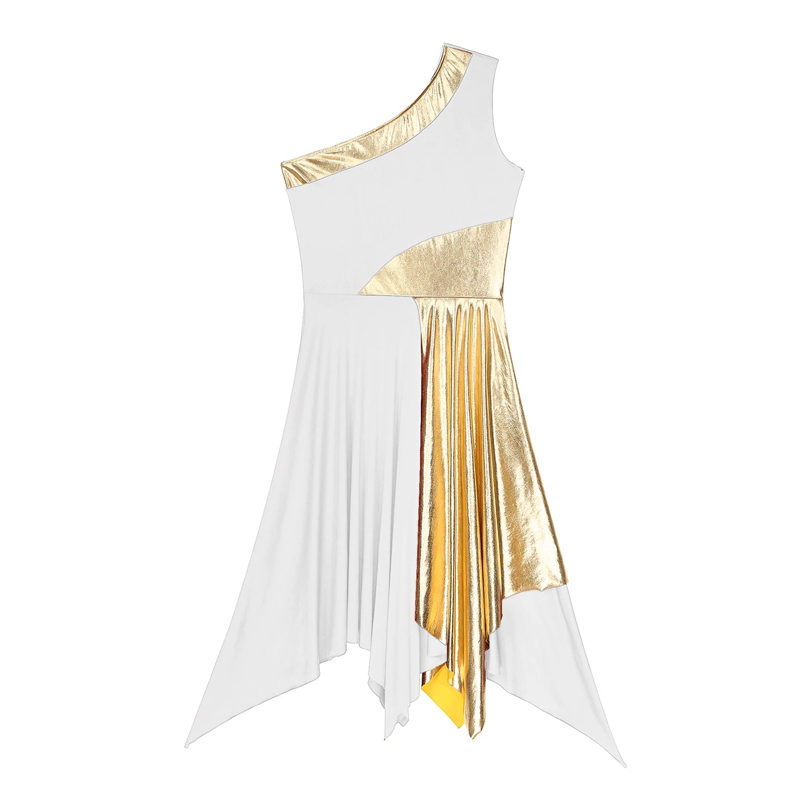 Vestido Danza Lírico Un Hombro Dobladillo Irregular Actuación