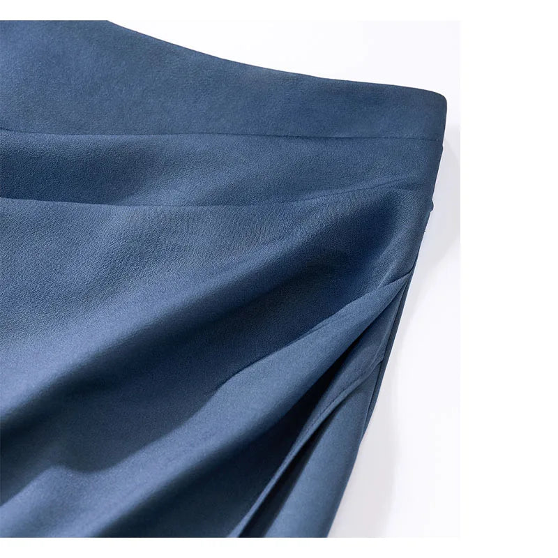 Satin Pleated Midi Skirt - French Simple