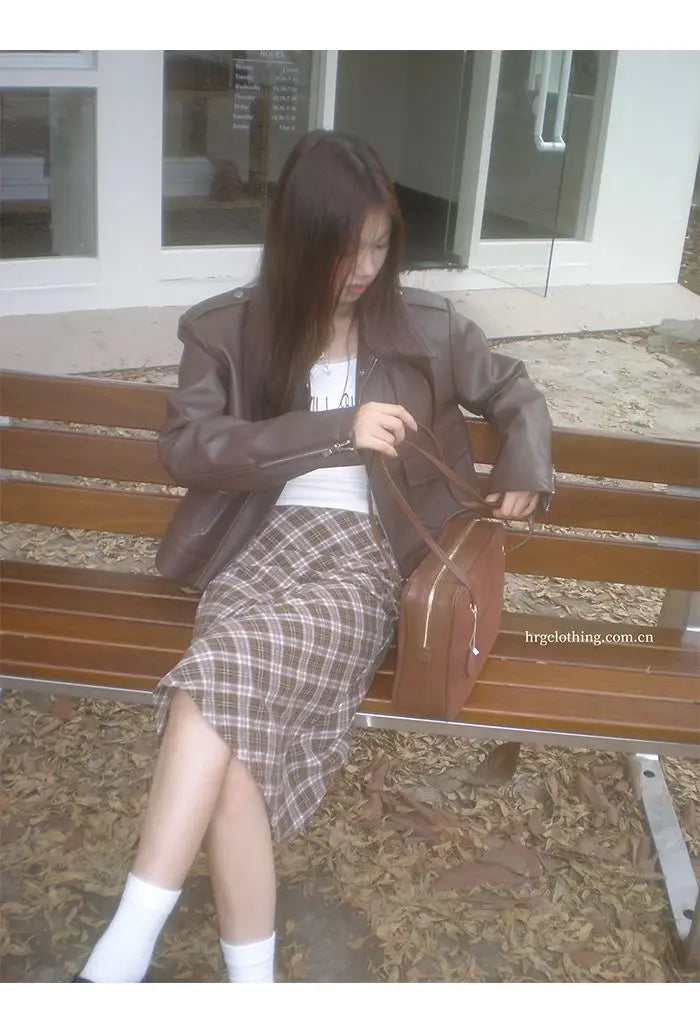 Falda Midi Cuadros Retro Y2K - Cintura Baja Estilo College