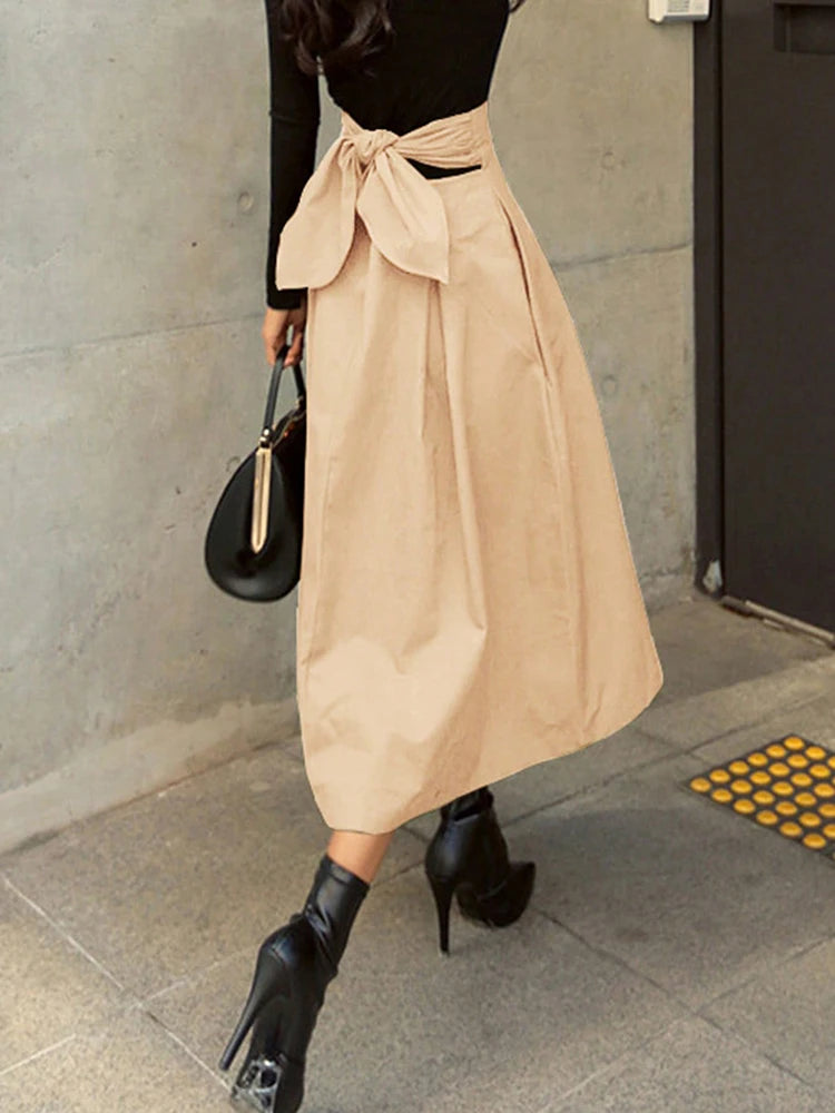 PU Leather Maxi Skirt - High Waist Zipper Style A