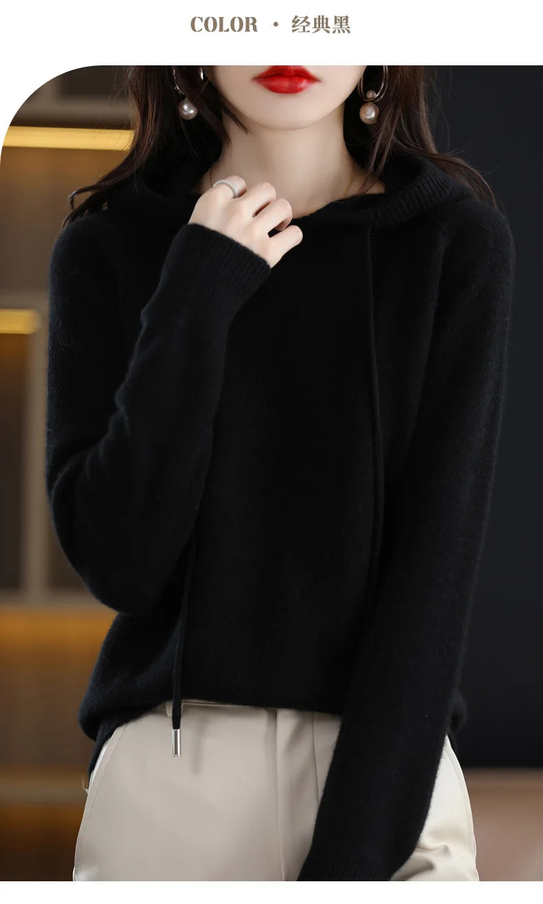 Polerón Casual con Capucha Mujer Tejido Punto Cordón Grueso