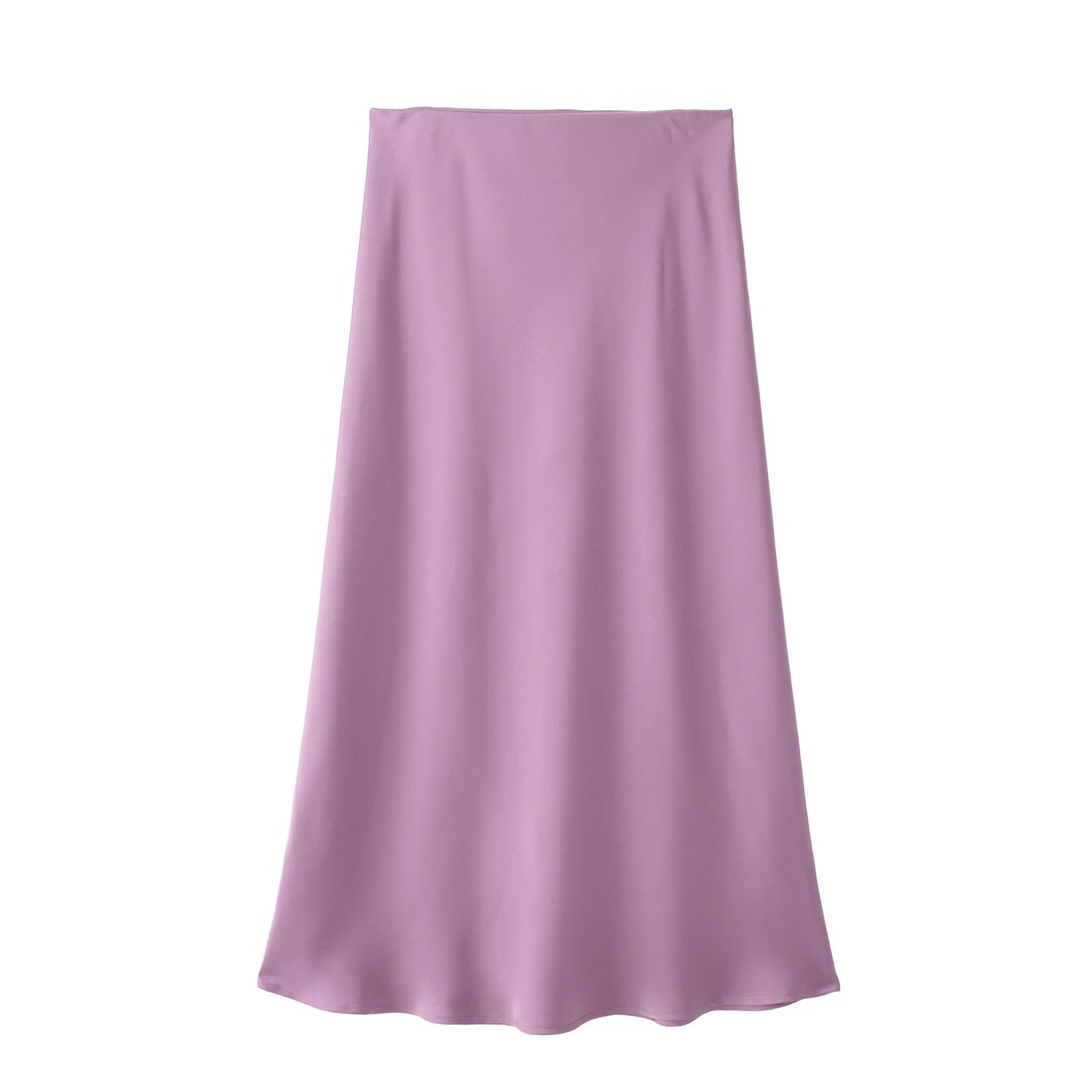 Satin Midi Skirt - High Waist