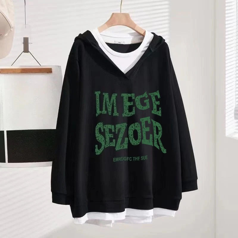 Polerón Mujer Dos Piezas Capucha Cuello V Suelto