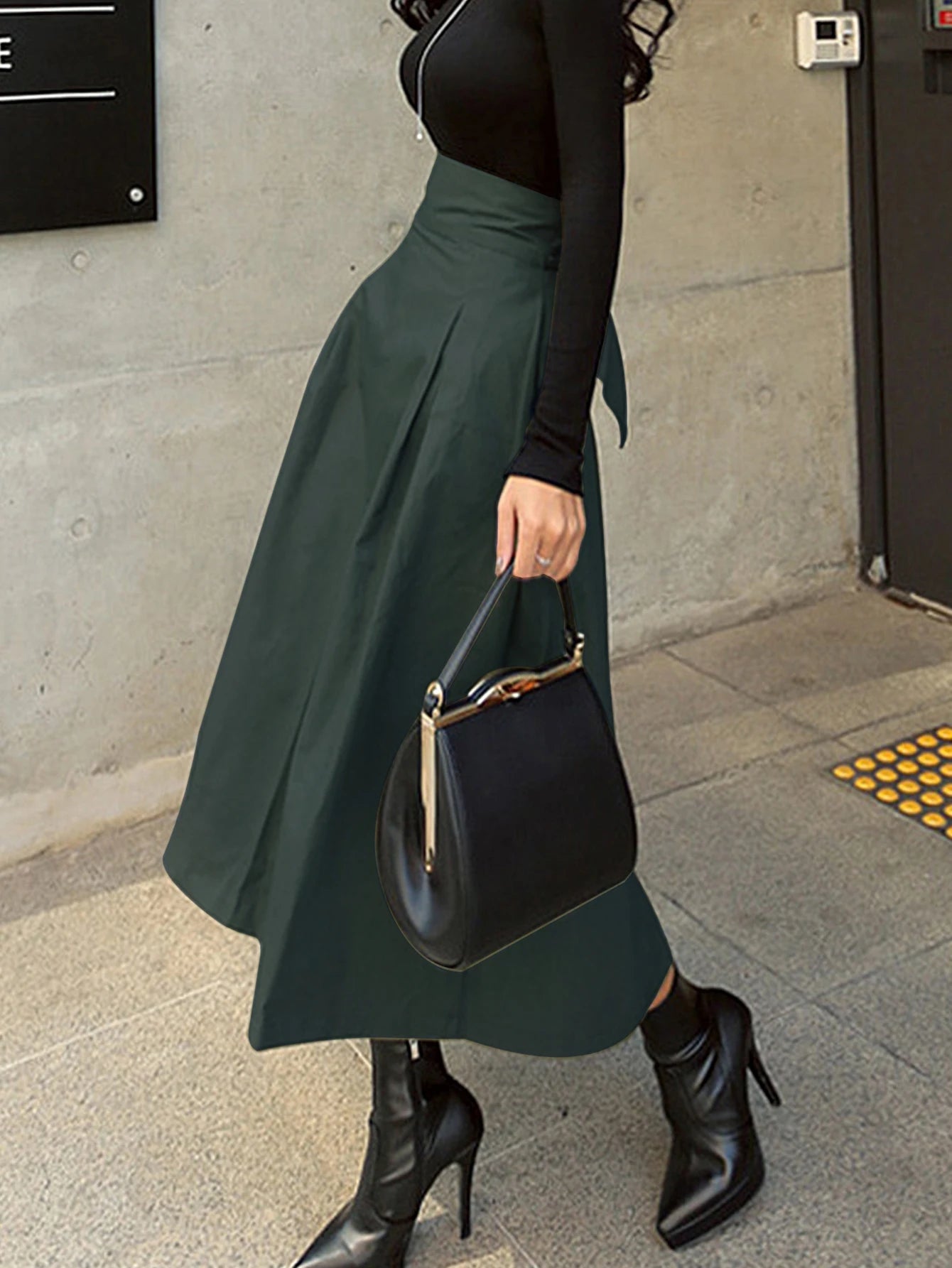 PU Leather Maxi Skirt - High Waist Zipper Style A