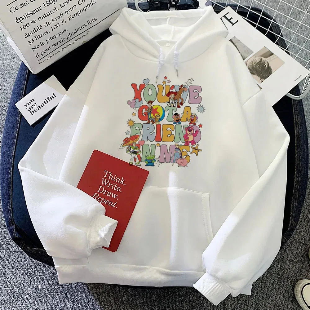 Polerón con Capucha Caricatura Mujer Manga Larga Suelto Felpa