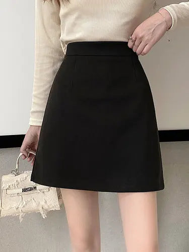 Ruffles Mini Skirt - High Waist A-Line Zipper Style A