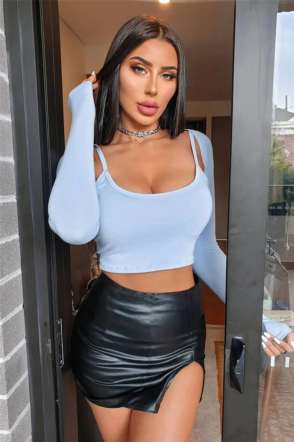 Two Piece Set - Cardigan & Mini Skirt Style A