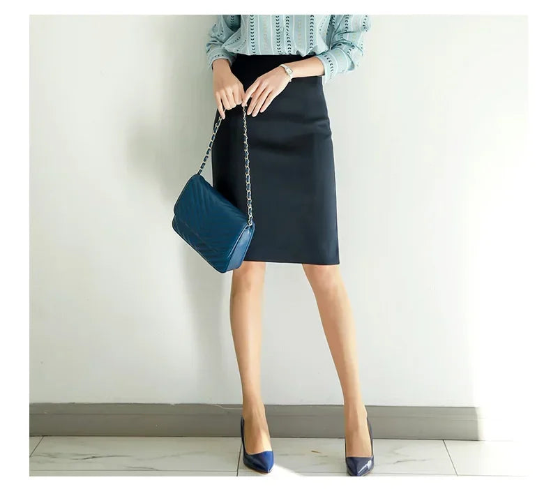 Office Pencil Skirt - High Waist Black Korean