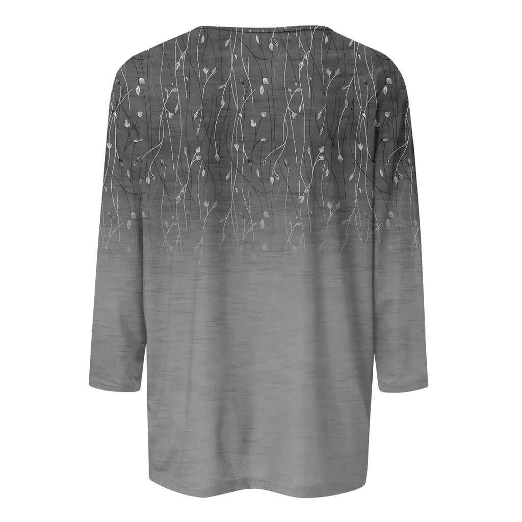 Blusa Estampada Animal Manga Tres Cuartos Cuello Redondo