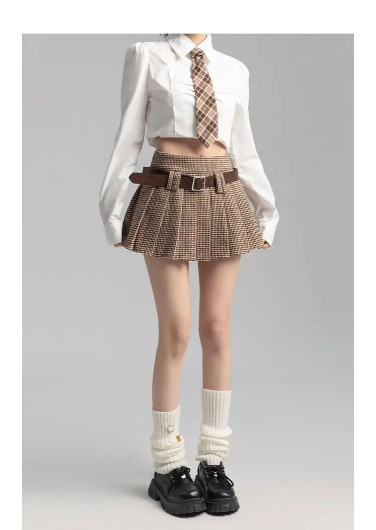 Plaid Mini Skirt - Preppy Japanese Retro Style B