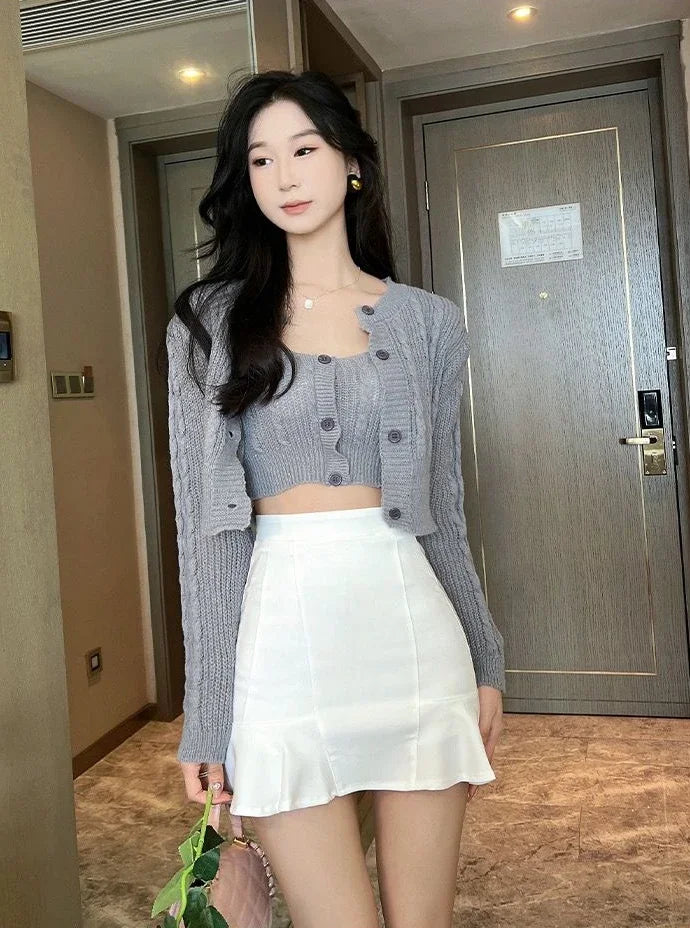 Ruffle Mini Skirt - Vintage Korean Harajuku