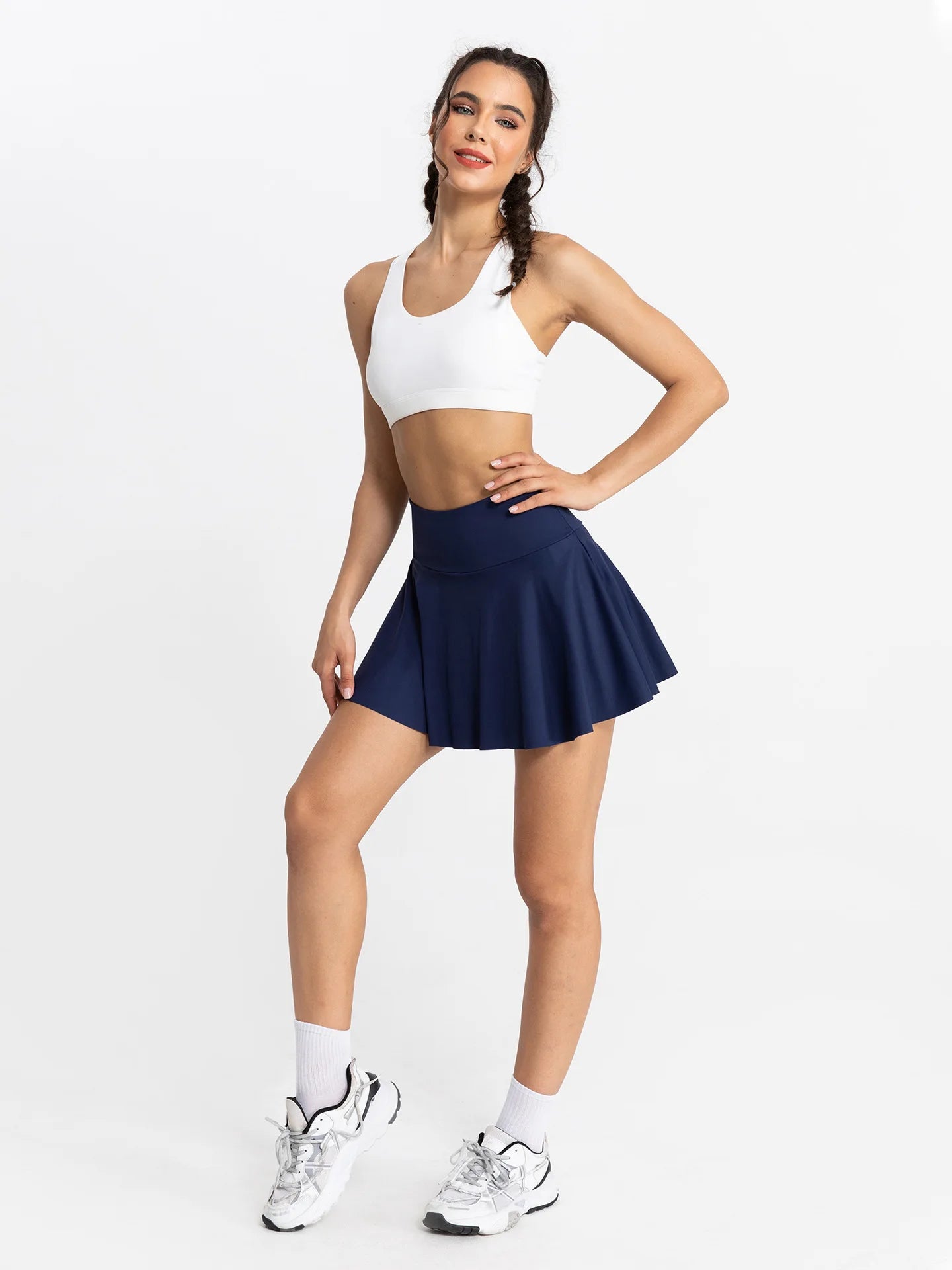 Women Tennis Skirt Women Fitness Sports Skirt With Built-In Shorts Yoga Fitness High Elastic Girl Sweatpants Skirts Golf Skorts