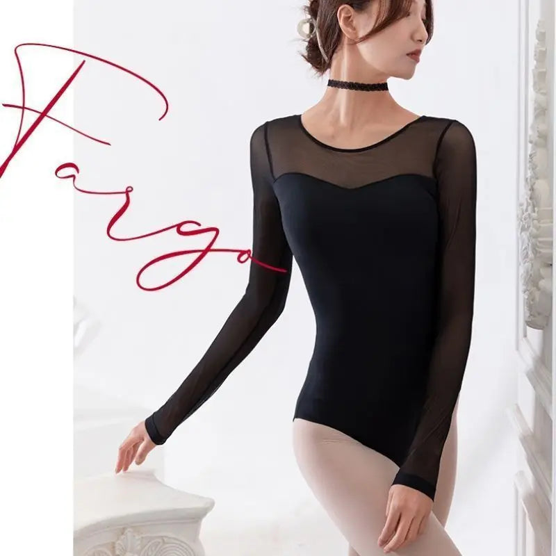 Practice Dress - Long Sleeve Mesh Lace Black