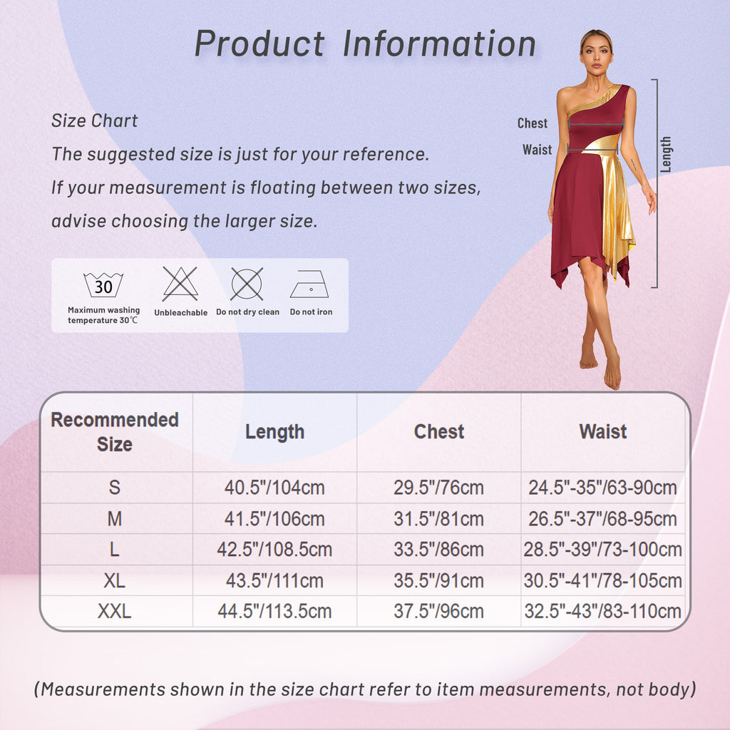 Vestido Danza Lírico Un Hombro Dobladillo Irregular Actuación