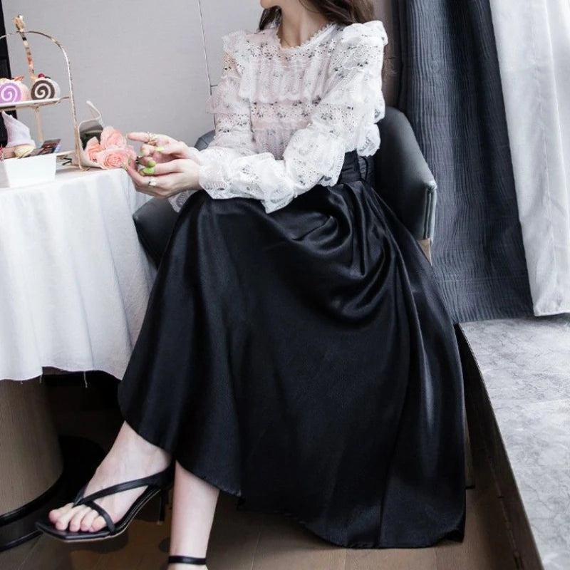 A-Line Maxi Skirt - Long Elegant Korean