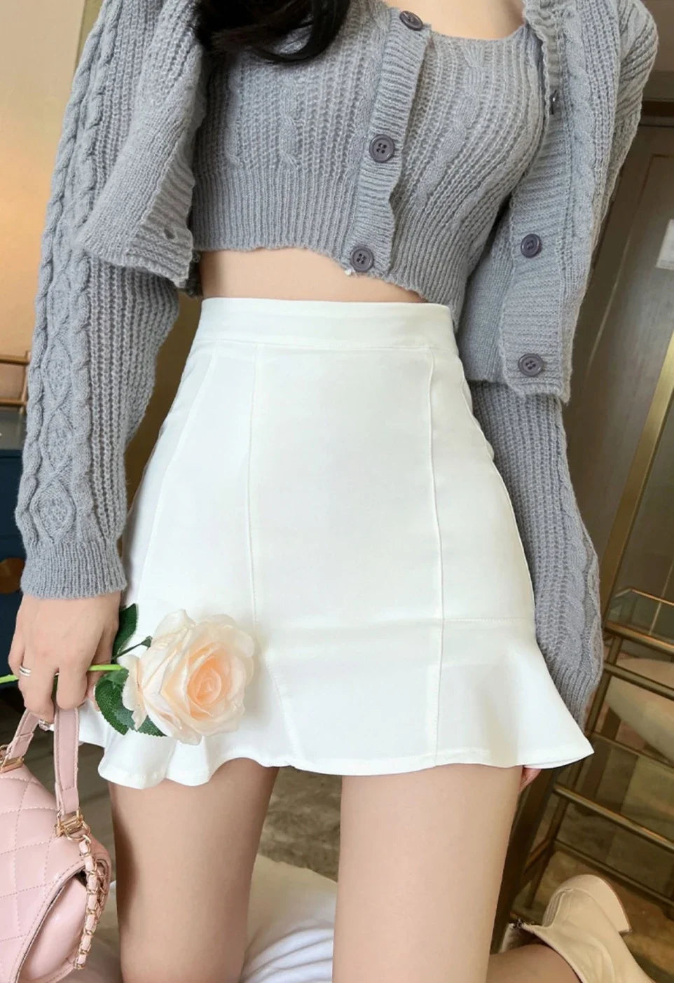 Ruffle Mini Skirt - Vintage Korean Harajuku