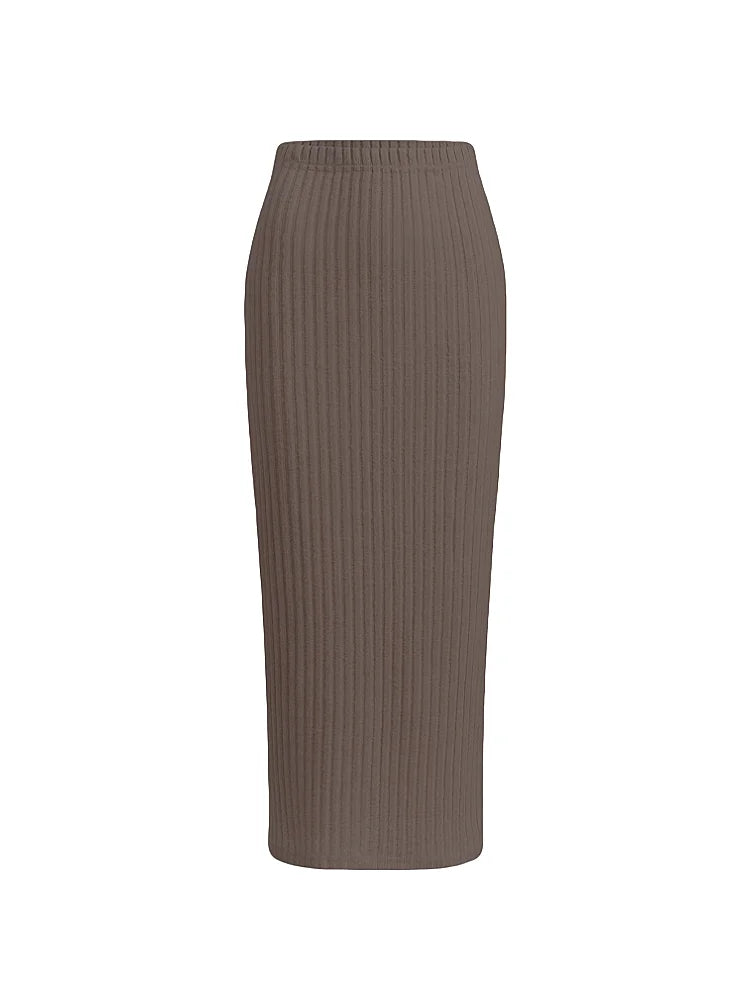 Falda Midi Casual Mujer Cintura Elástica