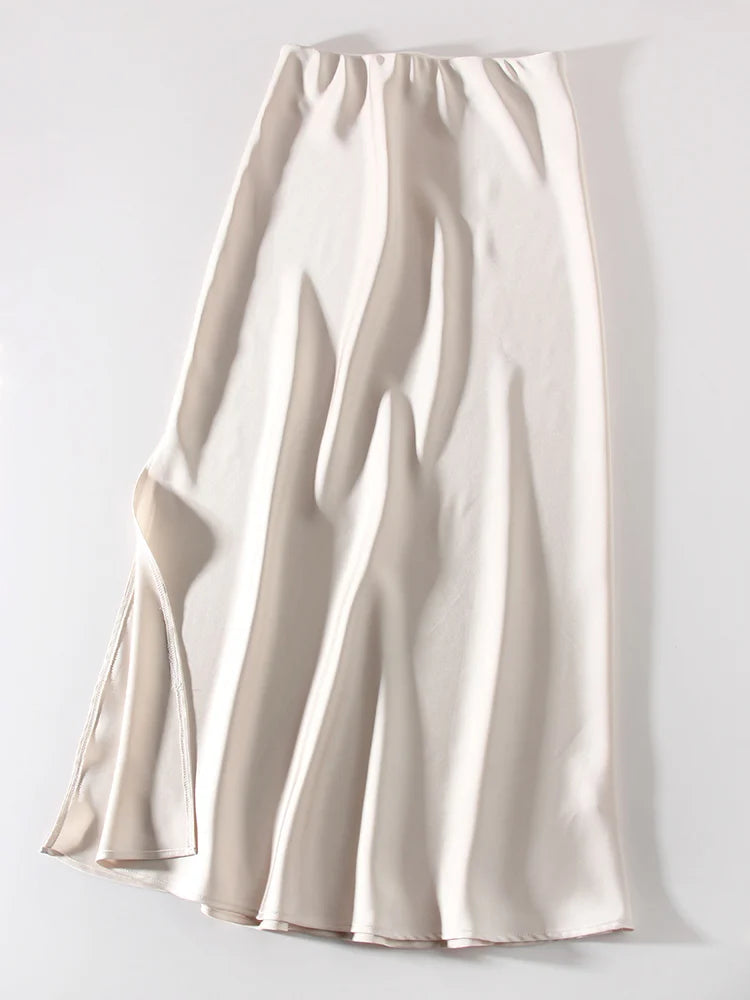 Satin Maxi Skirt - Side Slit