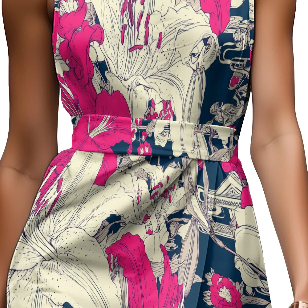 Vestido Floral Línea A Fresco Ceñido Sublime Francés