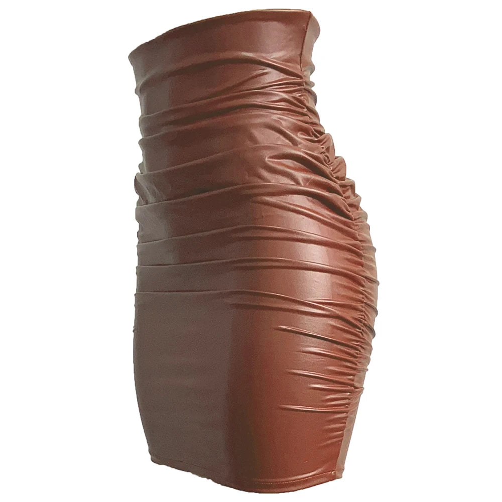 Minifalda Cuero PU Ajustada - Cintura Alta Sexy