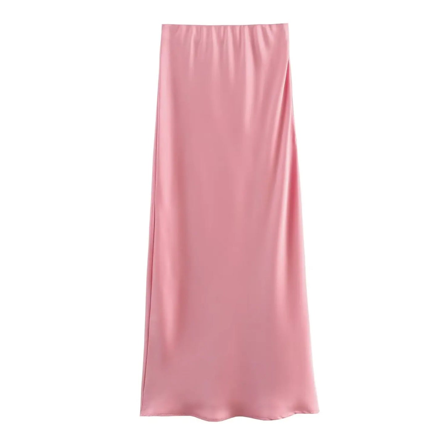 Satin Midi Skirt - High Waist