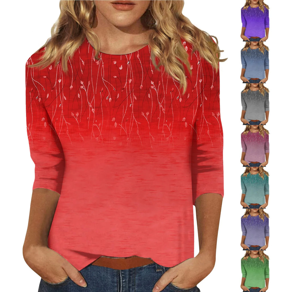 Blusa Estampada Animal Manga Tres Cuartos Cuello Redondo