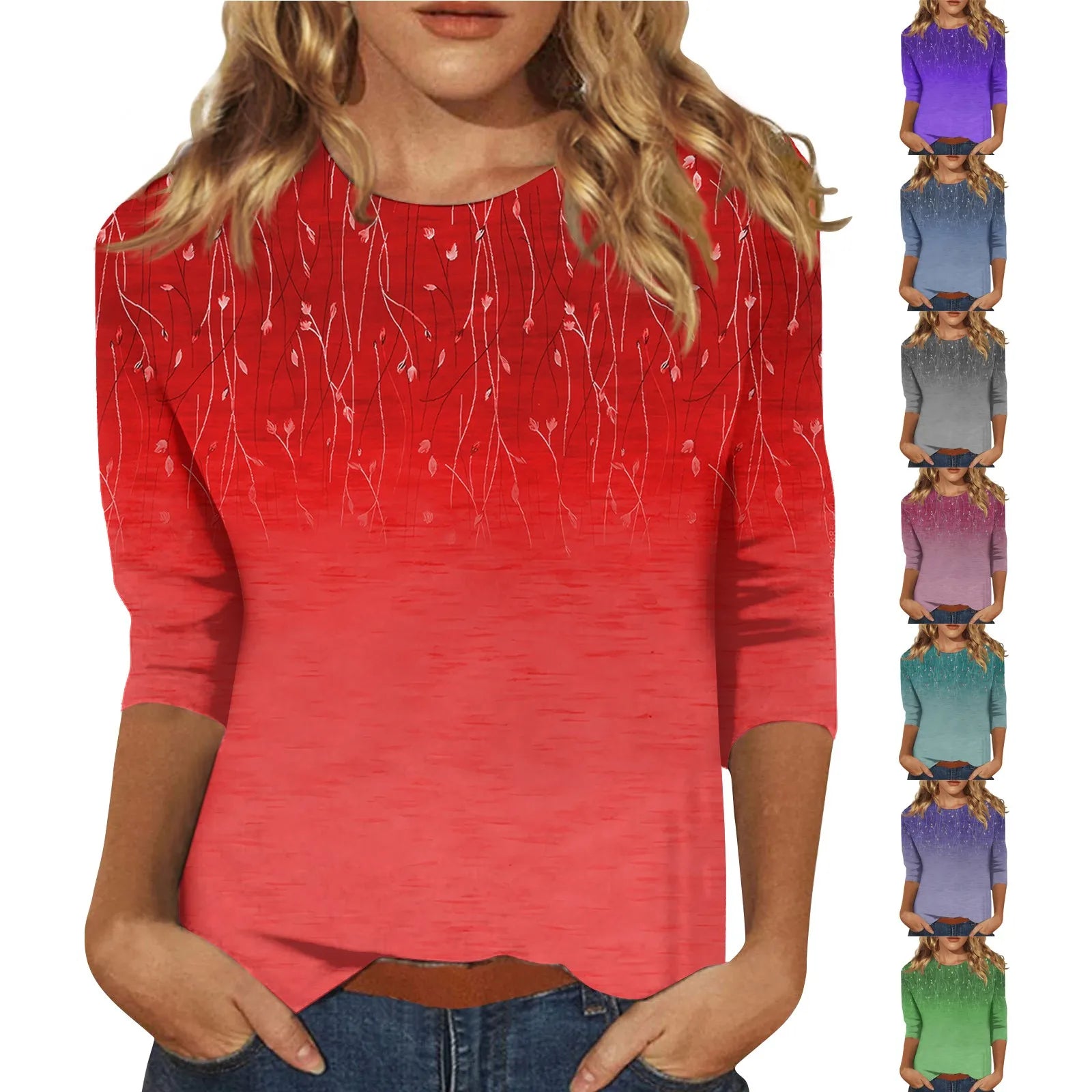 Blusa Estampada Animal Manga Tres Cuartos Cuello Redondo