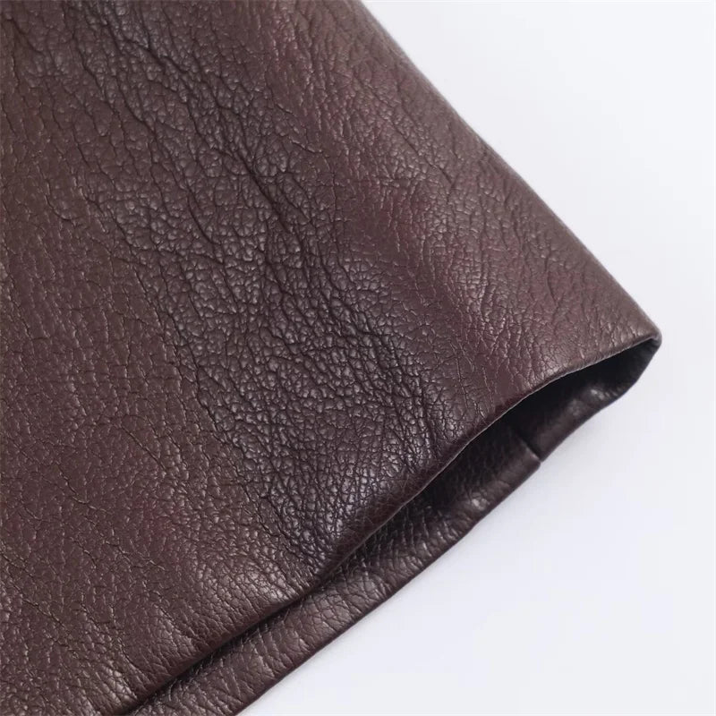 Falda Larga Faux Leather Marrón - Línea A Casual