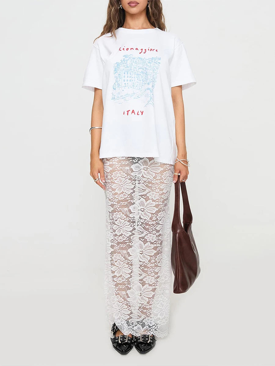 Falda Pareo Larga Encaje Mujer Playa