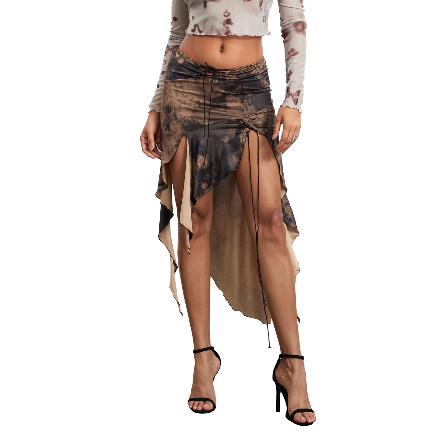 Satin Midi Skirt - High Waist Silk Long